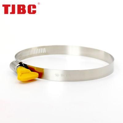 12.7mm Bandwidth Perforated Adjustable Worm Gear American Type Stainless Steel Hose Clamp with Handle, Water Pipe Clip, Gas Pipe Clamp, 21-38mm