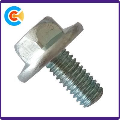 Carbon Steel M6 Indented Hexagon Head Screw/Bolt with Flange