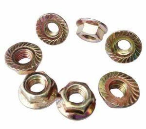 DIN6923/GB6177 M22 Yellow Plated, Blue White Zinc Palte, Hot Zinc Plate or Black Hex Flange Cap Serrated Lock Nut