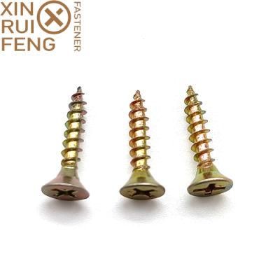 Wood Construction Screw Yellow Zinc Plated Single Thread Chipboard Screw Factory Supply