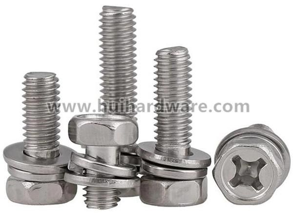 Cross Recessed Hex Head Sems Screws with Washer Attached