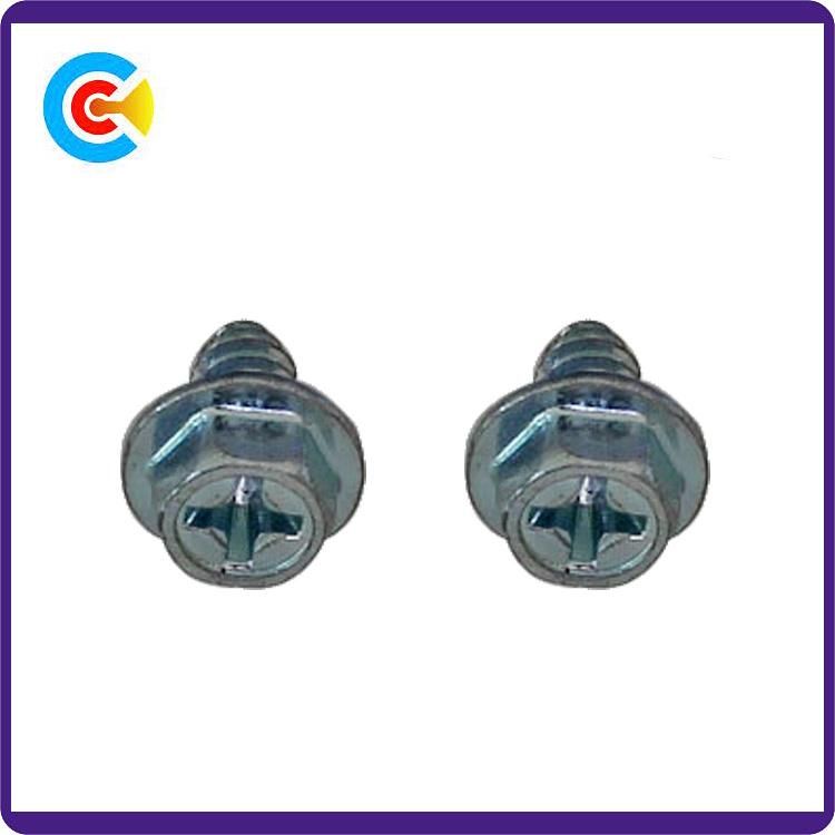 GB/DIN/JIS/ANSI Carbon-Steel/Stainless-Steel Hexagon Flange with Self-Tapping Screws for Building Railway