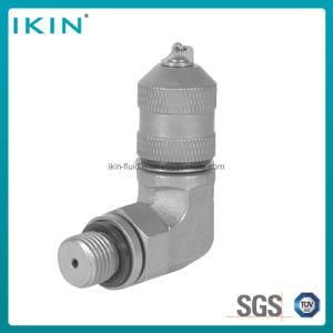 Ikin Stainless Steel 90&deg; Elbow Hydraulic Test Coupling with Tube Pressure Gauge Adaptor Hydraulic Test Connector Hose Fitting