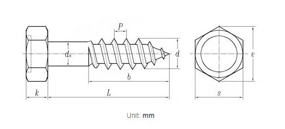 Hexagonal Head Wood Lag Coach Concrete Self Drilling Self-Tapping Screw with Zinc Plated