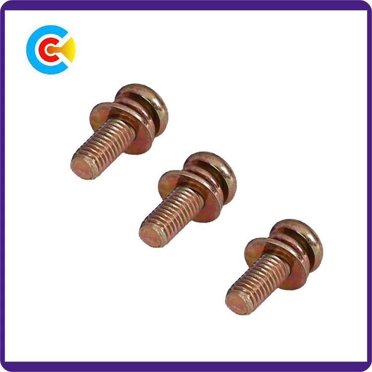 DIN/ANSI/BS/JIS Carbon-Steel/Stainless-Steel Spring Washer Combo Pan Head Screws
