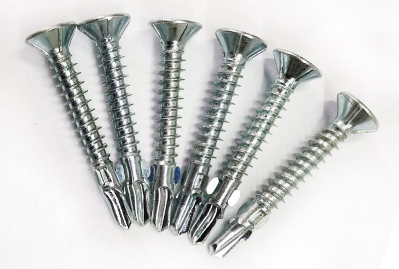 Zinc-Plated Steel Phillips Csk Head Self Drilling Screws with/Without Cutting Wings