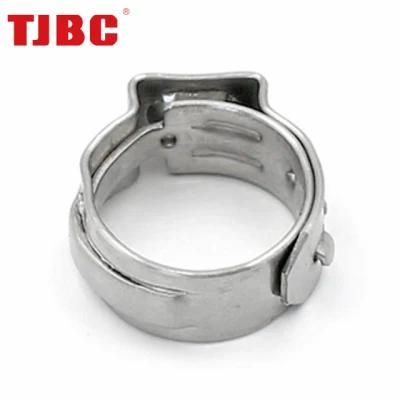 304ss Stainless Steel Pipe Tubing Clamp Single Ear Round Ring Safety Stepless Hydraulic Air Hose Clamp, Spring Hose Clips, 10.3-12.8mm