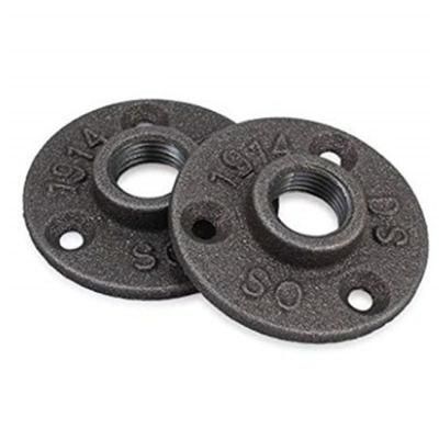 Furniture Pipe Fitting Malleable Iron Floor Flange Black Sand Blasting 1/2-Inch for Staircase Handrails