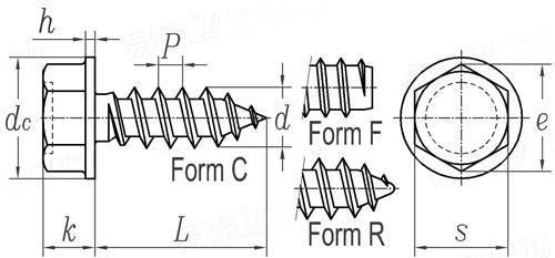 ISO Metric Hexagon Head Tapping Screws with Washers Yellow Zinc Plating