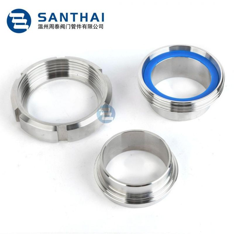 Stainless Steel Sanitary Pipe Union Hygienic Grade Round Nut Rjt Thread Union