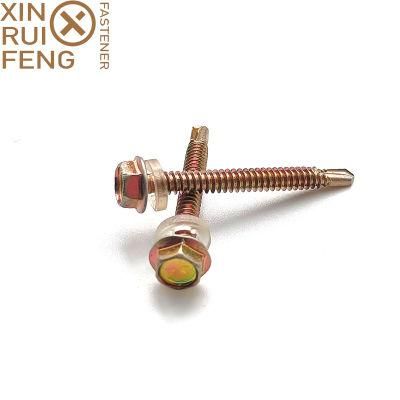 Self Drilling Screw Yellow Zinc Plated with PVC Washe Factory Directly Supply Fastener
