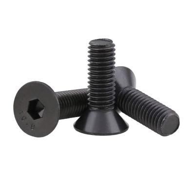 DIN7991 Countersunk Head Hex Black Carbon Steel Screw Full Thread M6 M8 Black Oxide Hexagon Socket Countersunk Head Screws