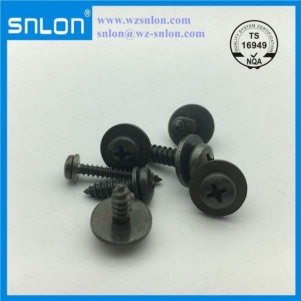 Cross Recessed Phillip Head Tapping Screw with Large Plain Washer Green Zinc