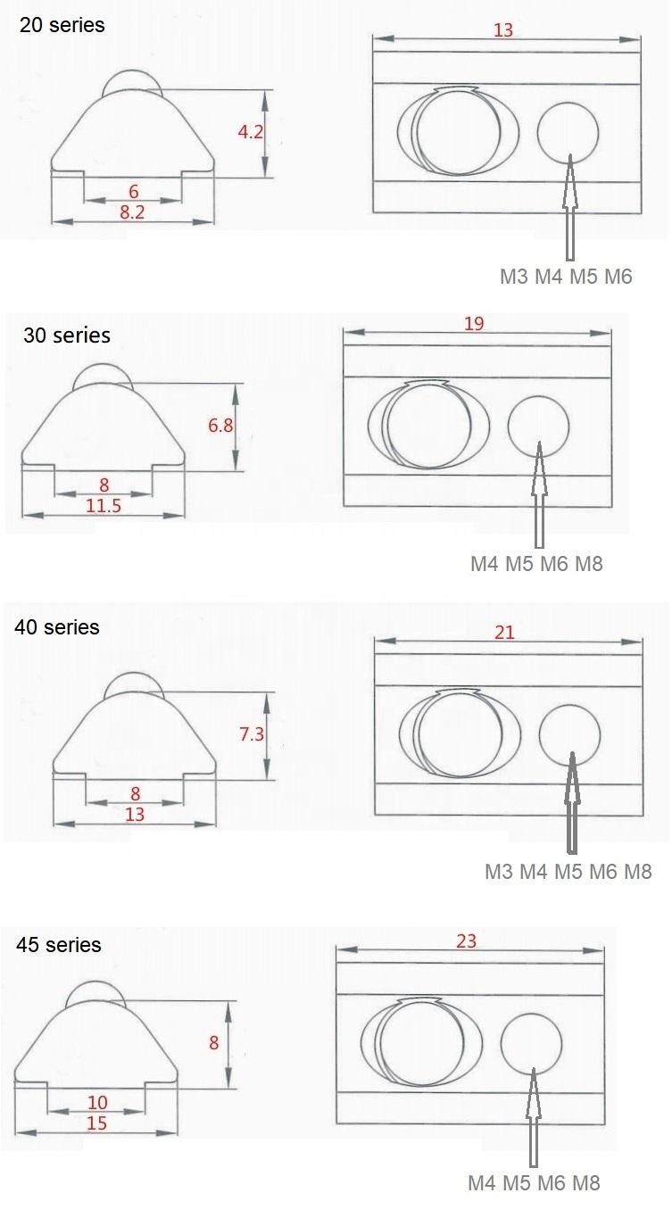 Aluminum Profile Accessory Hammer Head Tvs Bolts Thumb T Nuts