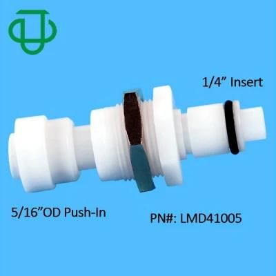 1/4&quot; 5/16&quot;Od Pneumatic Push in Pipe Fittings Plastic Bulkhead Valved Quick Disconnect Couplings Tube Push Fit Fittings