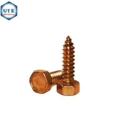 Stainless Steel 18.8 and Brass /Copper Hexagon Head Tapping Wood Screws DIN7976