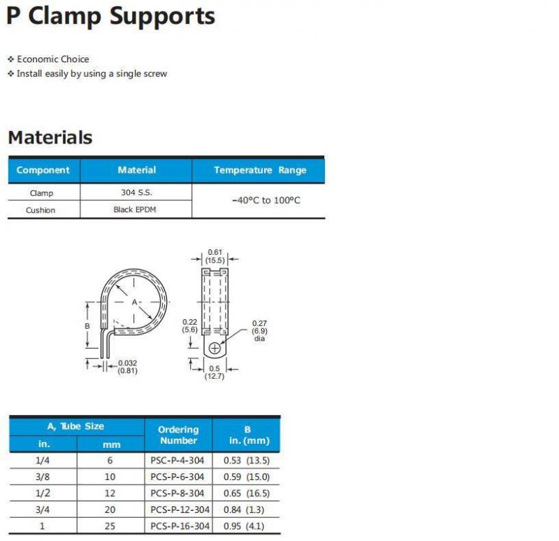 Hikelok Stainless Steel Plastic Tube Pipe Hose Clamp