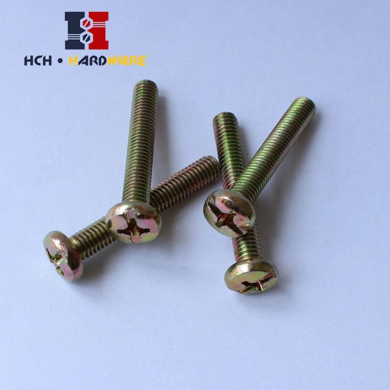 Yellow Zinc Slotted Phillip Combo Pan Head Machine Screw