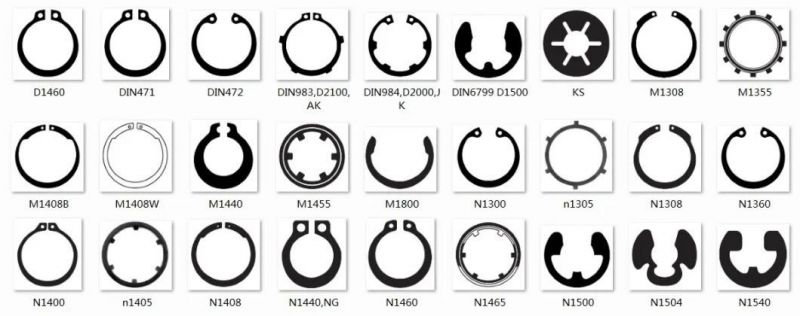 Made in China Spring Steel Black Coating Retain Ring Criclip Pressure Washer Spring Lock Wahser External Internal Tooth Lock Washer DIN125 DIN127 DIN471 DIN472
