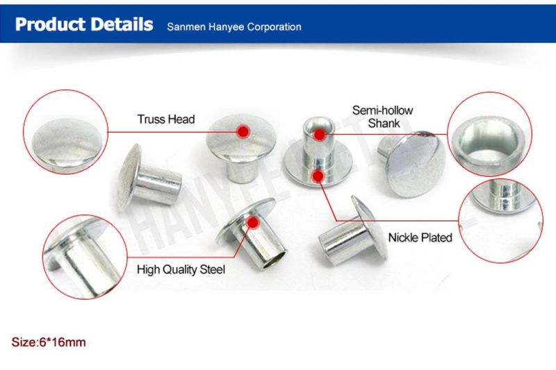 Chinese OEM Fastener Manufacturer Truss Head Semi-Tubular Rivet