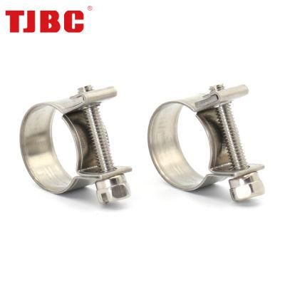 Heavy Duty Bolt and Nut Fuel Stainless Steel Mini Clamp with 9mm Bandwidth, 8-10mm