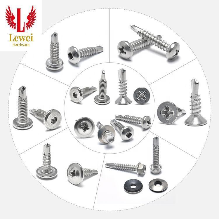 Zinc Plating Carbon Steel Self Drilling Screw with Vulcanized Washer 14#