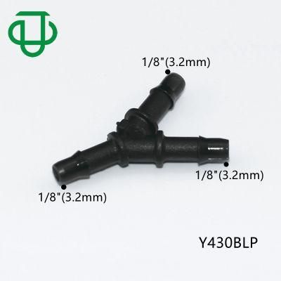 Black PP 1/8 Inch 3.2mm Easy Assembly Hose Barb Wye Joint Y Shape Pipe Fitting Water Air Hose 3 Ways Equal Barb Tube Connectors