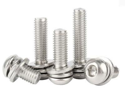 Stainless Steel Round Head Hexagon Socket Screw Semicircular Pan Head Bolt Three Combination Screw M6-M8