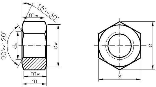 DIN934 Hex Nut Class 8 with Yellow Zinc Plated