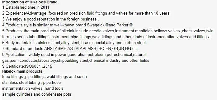 Chinese Manufacturer Hikelok Stainless Steel Pipe Fittings Hex Long Nipples
