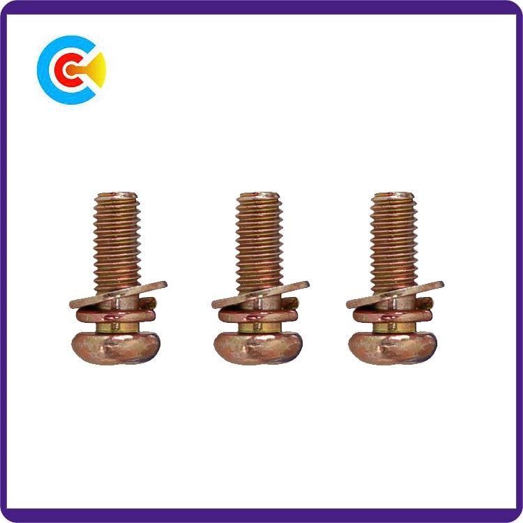 DIN/ANSI/BS/JIS Carbon-Steel/Stainless-Steel Spring Washer Combo Pan Head Screws