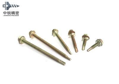 5.5X65mm DIN7504K Hexagon Head Drilling Screws Used to Drill Metal Sheet with Washer Bright Zinc Plated Self-Drilling Screws