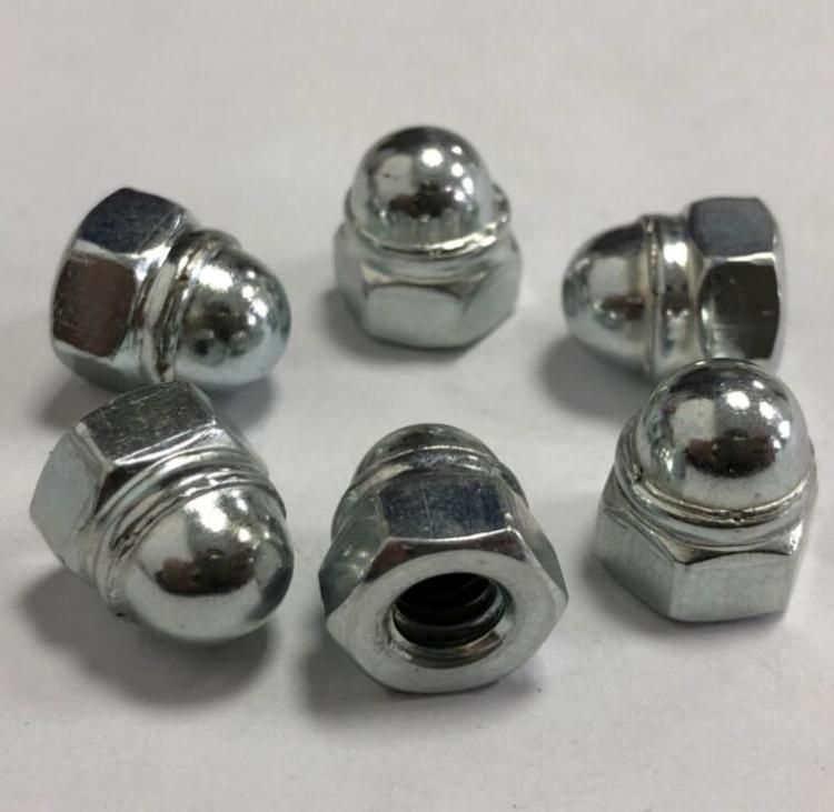 Carbon Steel Hex Domed Cap Nuts Welding Type with Non-Metallic Insert Zinc Plated