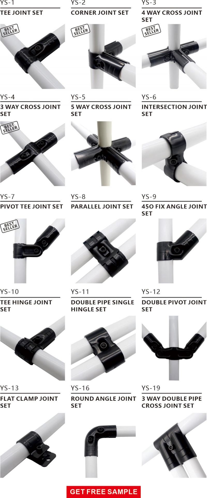 Pipe Fitting Parallel 2 Way Joint for Lean Manufacturing/ Low Cost Intelligent Automation/ Rack/ Cart/ Workbench/ Production Line