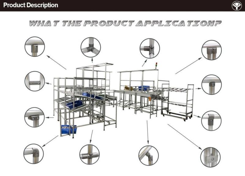 Aluminum Pipe Fittings Aluminum Joint for Lean Production Building Kit System Low Cost Intelligent Automation/ Rack/ Cart/Workbench/ Production Line