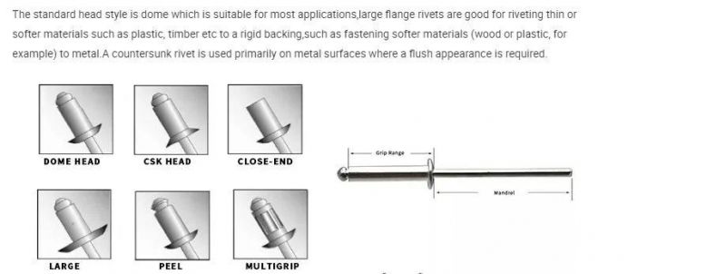 Furniture Fasteners Aluminum Zinc Plated Open Type Pop Blind Rivet