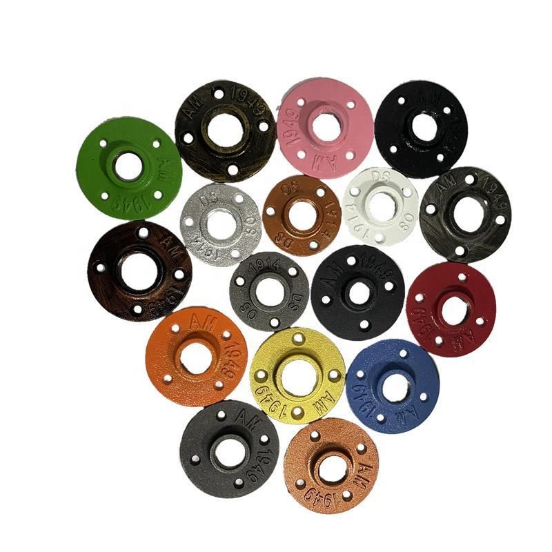 3/4inch Customized Color Malleable Iron Threaded Floor Flanges for Water Pipe Decoration Rack