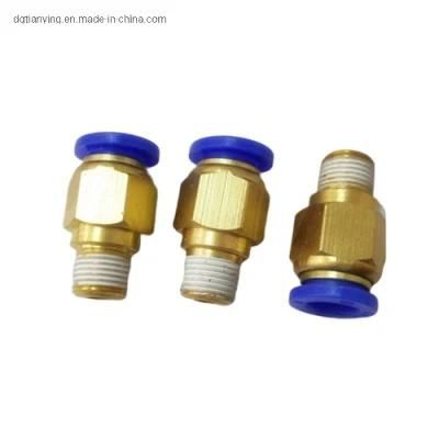 Brass Pneumatic Hose Connector with Blue Button