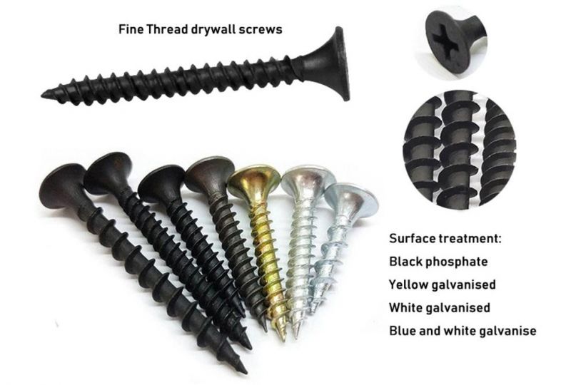 #2 Phillips Drive M3.5*25 Black Phosphate Coating Bugle Head Fine Thread Self Tapping Drywall Screw
