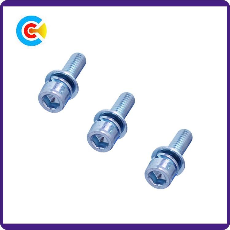 DIN/ANSI/BS/JIS Carbon-Steel/Stainless-Steel 4.8/8.8/10.9 Blue and White Pan Head Combination Screw