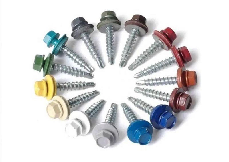 #1 #3 Drilling Point Painted Hex Flange Head with Washer Roofing Screws for Metal to Metal