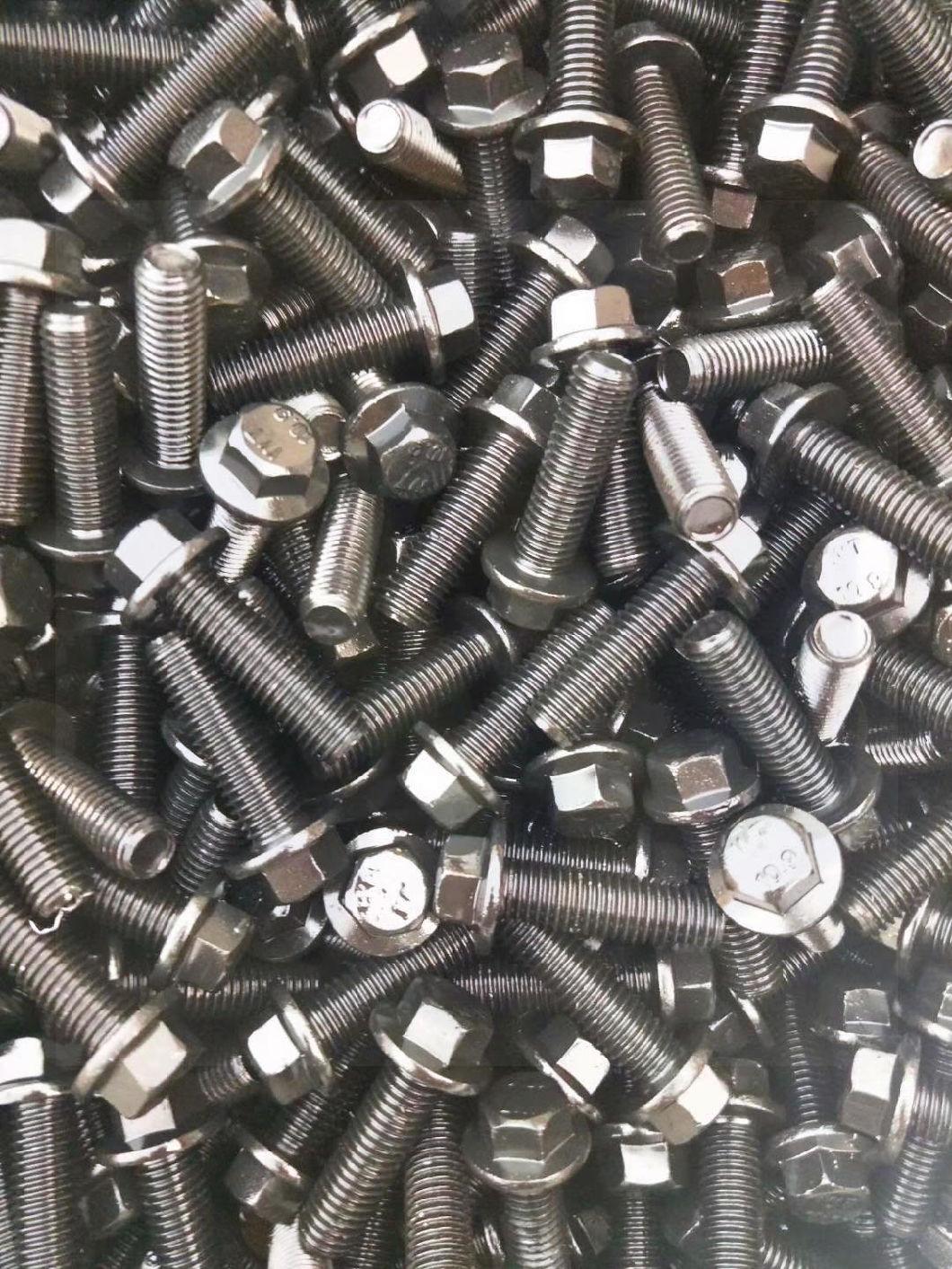 White Zinc Plating Carbon Steel 8.8 Grade Concave Groove Recess Hex Flange Bolt /DIN6921 Without Serration