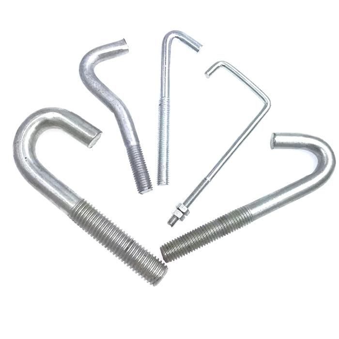 Galvanized Carbon Steel L Bolt, J Bolt, Foundation Bolt Anchor Bolt