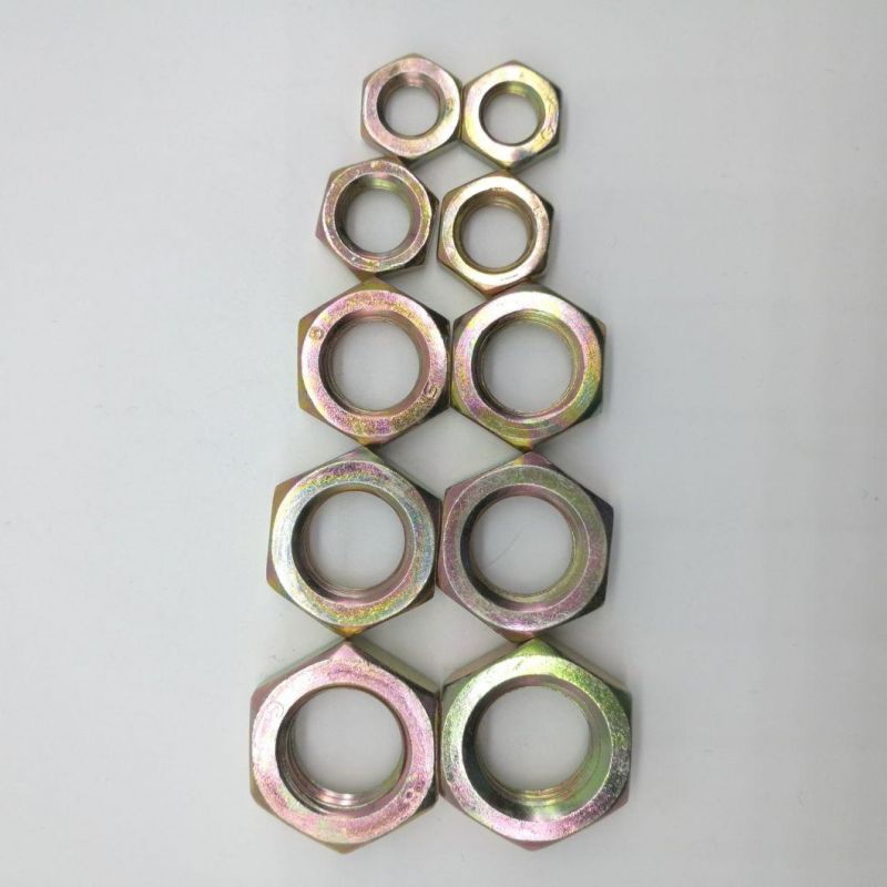 Carbon Steel Hex Thin Nut with Yellow Zinc
