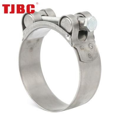 W1 Zinc Plated Steel Adjustable High Pressure European Type Heavy Duty Single Bolt Super Power Unitary Hose Clamp for Automotive, 175-187mm