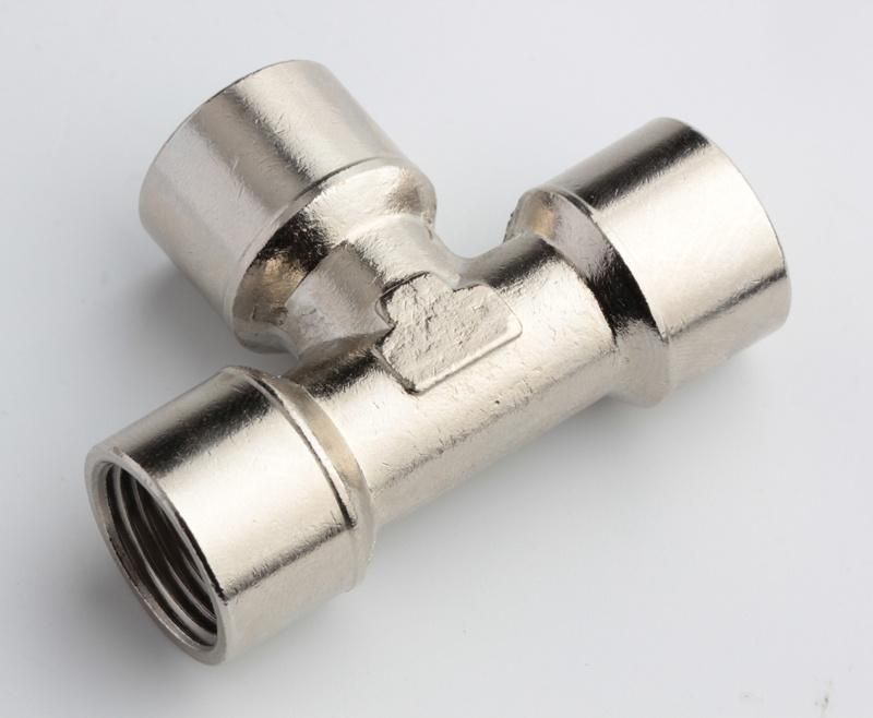 Xhnotion Pneumatic Air Fitting Nickel Plated Brass 1/8′′ Thread Union Tee Connector