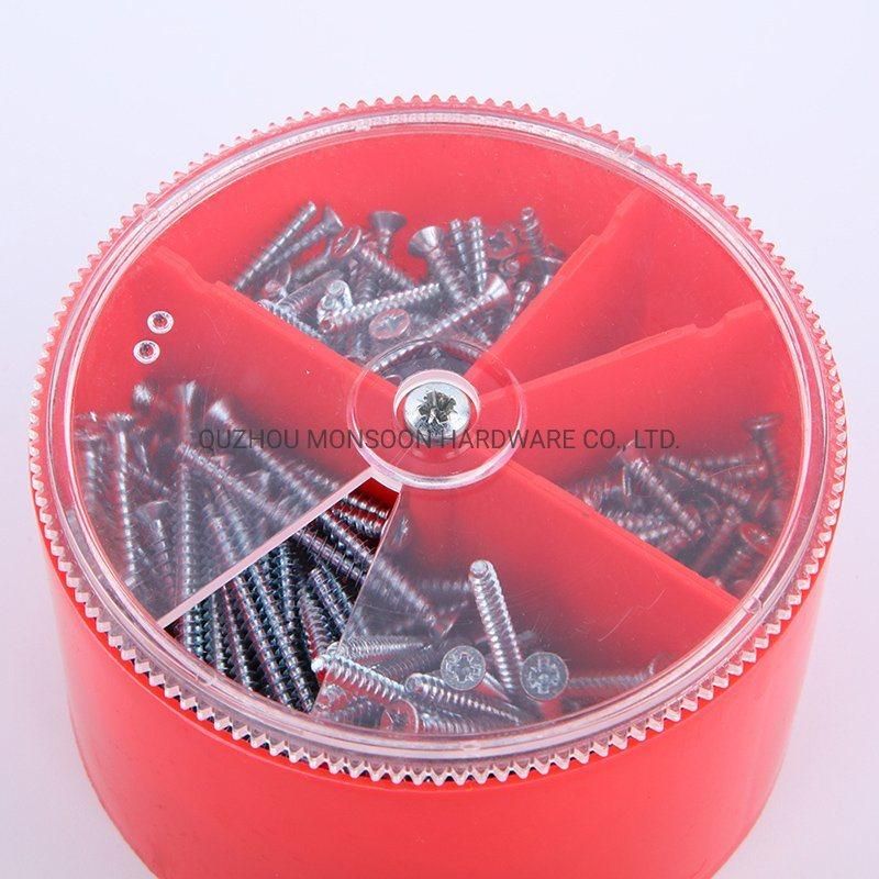 Plastic Box Filled with Flat Countersunk Head Screw Pozi Slotted Screws