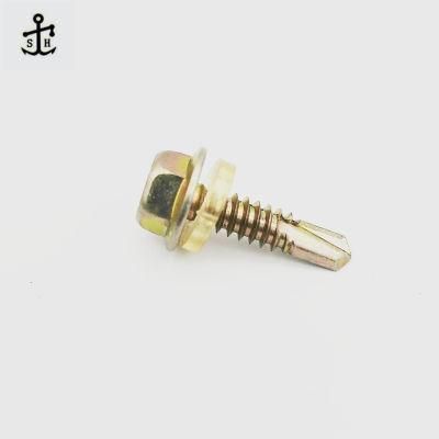 7504K Hardware Hex Cap Tek Self Drilling Screw with EPDM Round Washer Zinc Plated