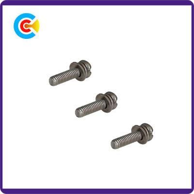 DIN/ANSI/BS/JIS Carbon-Steel/Stainless-Steel M6 Anti-Slip Terminal Pan Head Combination Screws
