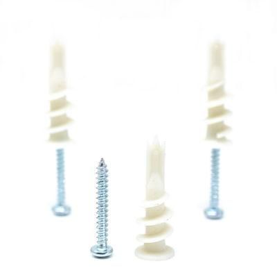 Hollow Wall Bolt Anchor with Screws Drywall M4*32 Plastic Expansion Tube Ribbed Wall Anchors